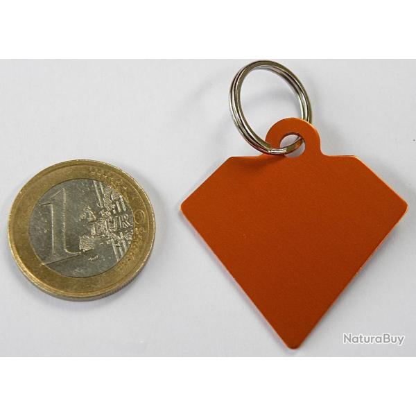 MEDAILLE Grav�e chien Diamant orange gravure, personnalisation offerte