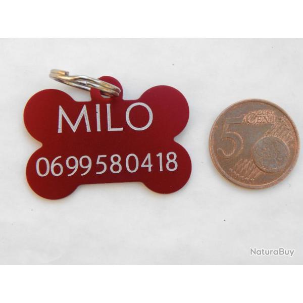 MEDAILLE Grav�e chien rouge "os" moyen mod�le gravure, personnalisation offerte