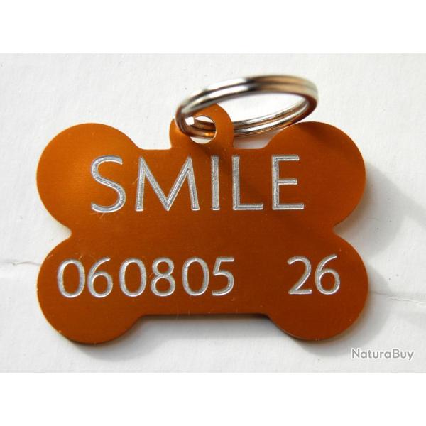 MEDAILLE Grav�e chien orange "os" moyen mod�le gravure, personnalisation offerte