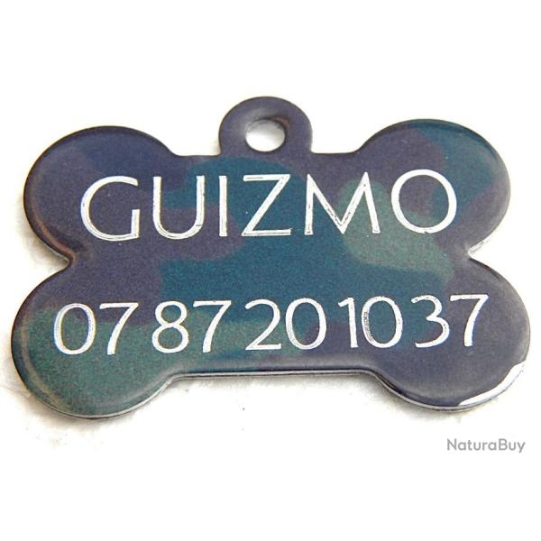 MEDAILLE Grav�e chien camo "os" moyen mod�le gravure, personnalisation offerte