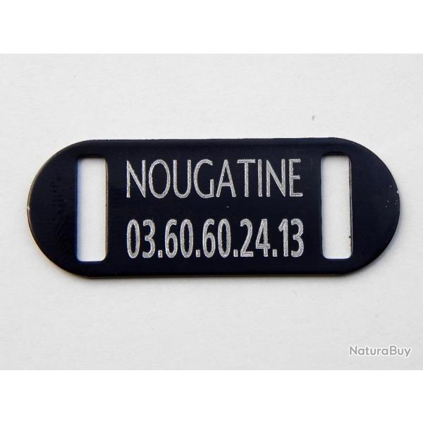 PLAQUE M�daille grav�e noire collier Chien harnais gravure offerte petit modele