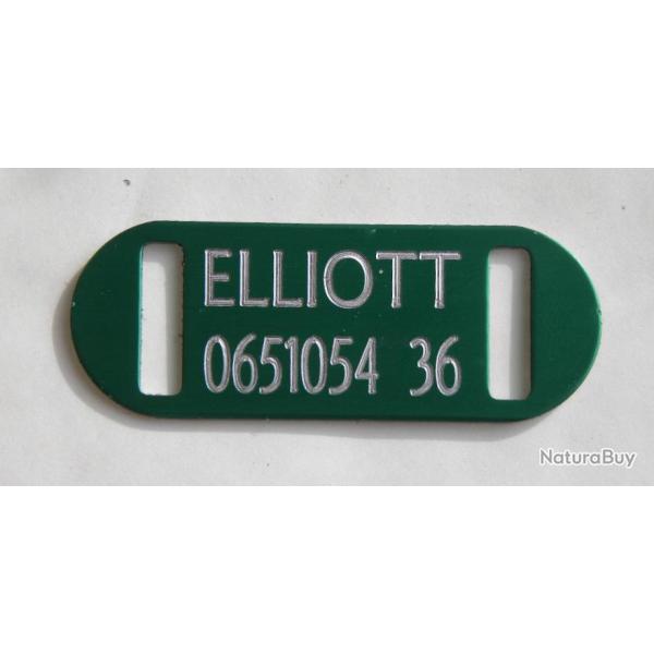 PLAQUE M�daille grav�e verte collier Chien harnais gravure offerte petit modele