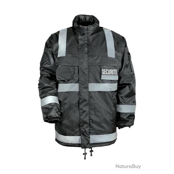 Coupe vent fourr polaire scurit avec bande rtro rflchissantes CityGuard noir