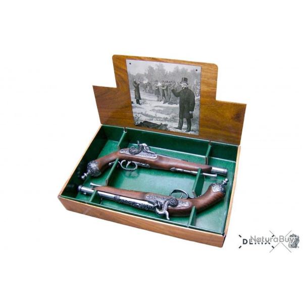 Rplique dcorative Denix d'une paire de pistolets de duel italien  poudre noire
