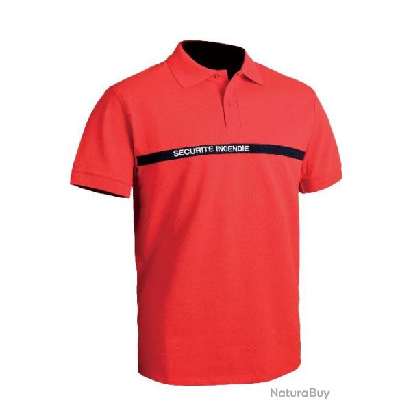 Polo rouge S�CURIT� INCENDIE manche courte
