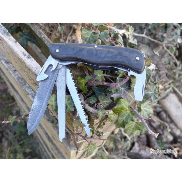 Victorinox Locksmith custom en carbone "damas" lame san mai VG10