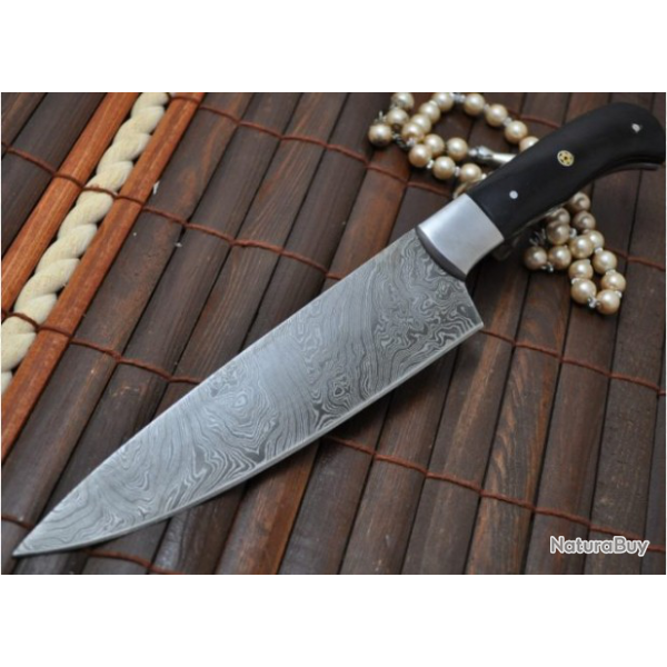 LAME DAMAS - COUTEAU DE CUISINE - CORNE DE BUFFLE (2)