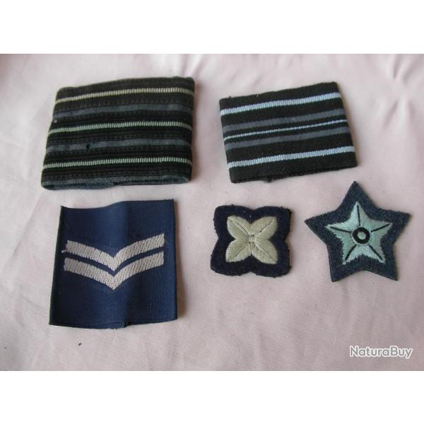 WW2/POSTWAR ANGLETERRE  LOT DE 5 PATCHS/INSIGNES GRADE ANGLAIS RAF