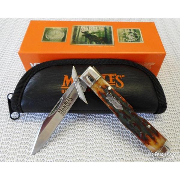 Couteau Marbles Folding Guard Lame Acier 440 Manche Os Lockback MR109