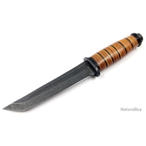 Couteau Sabre Wakizashi Lame Tanto Acier 3Cr13 Manche Cuir Etui Nylon RR1720