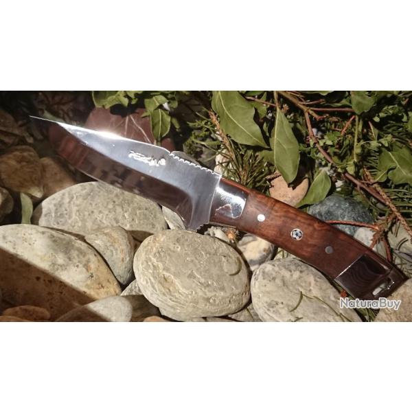 COUTEAU DE CHASSE  &  POIGN�E EN BOIS BURL PERKIN