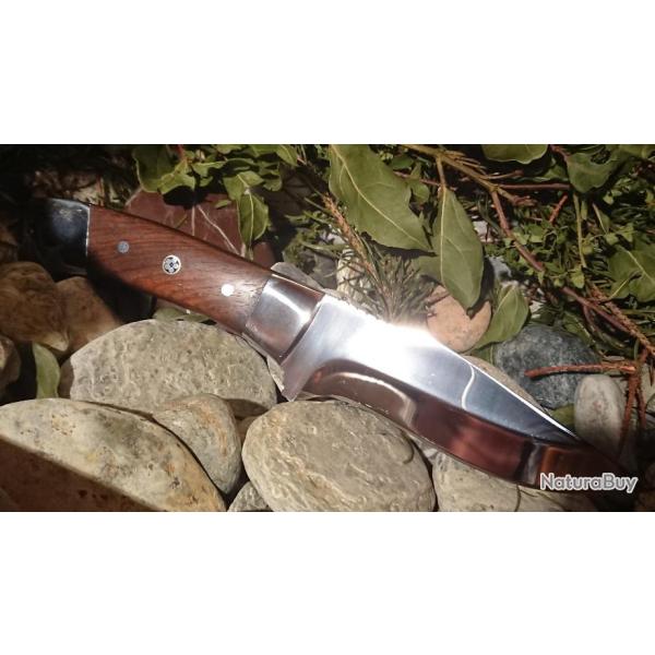 COUTEAU DE CHASSE  &  POIGN�E EN BOIS BURL PERKIN (2)