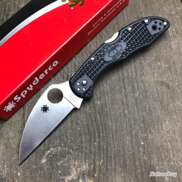 Couteau Spyderco Delica 4 Wharncliffe Lame Acier VG-10 Manche FRN Lockback Made Japan SC11FPWCBK