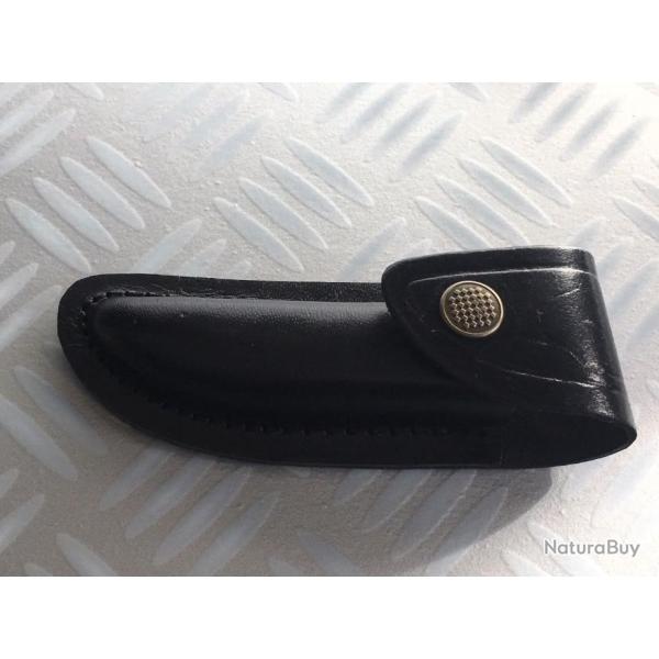 Etui en cro�te de cuir noir pour Couteau de poche Laguiole 12 cm