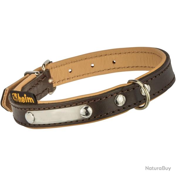 Collier pour chien en cuir 40cm (Couleur: Brun fonc�)