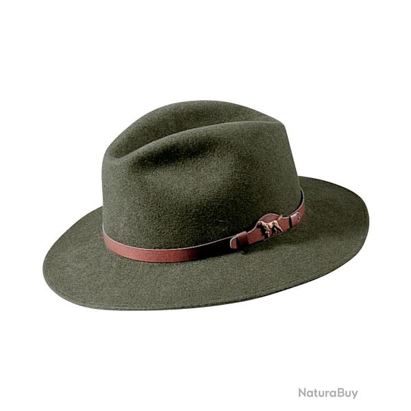 Chapeau de chasse garniture cuir ind�formable Couleur olive