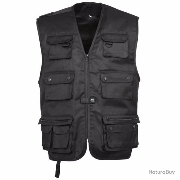 Gilet sans manche multi-poches reporter noir