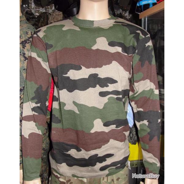 T-shirt manches longues Arm�e Fran�aise camouflage cam c/e camo camoufl�