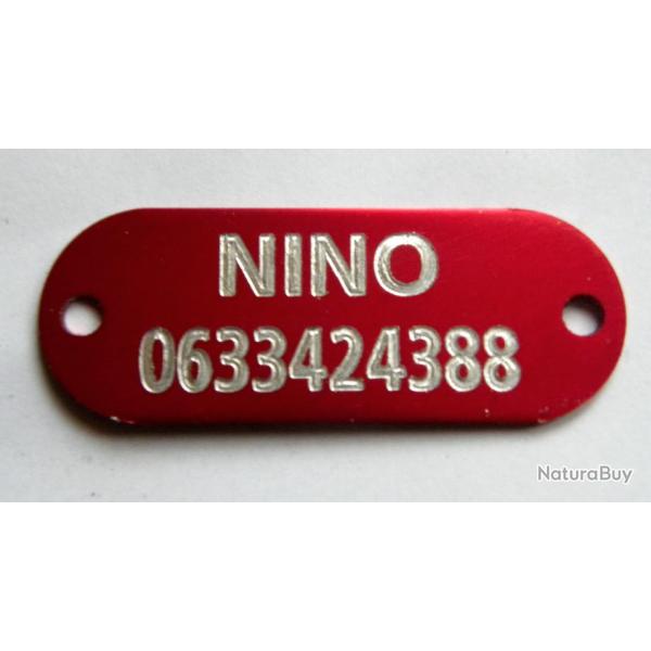 PLAQUE M�daille rouge � riveter collier Chien harnais gravure offerte