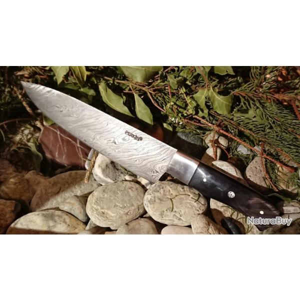 LAME DAMAS - COUTEAU DE CHEF - CORNE DE BUFFLE (FBK)