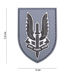 Patch 3D PVC Who Dares Wins Gris (101 Inc)