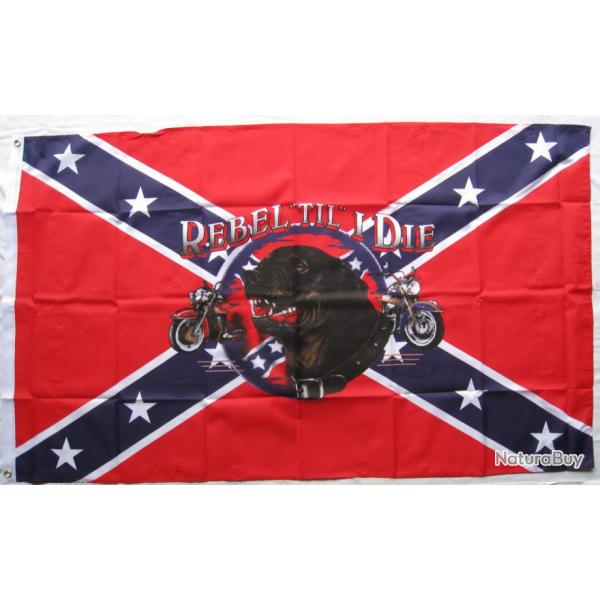 DRAPEAU CONFEDERE / USA - REBEL TIL I DIE - Ref.103