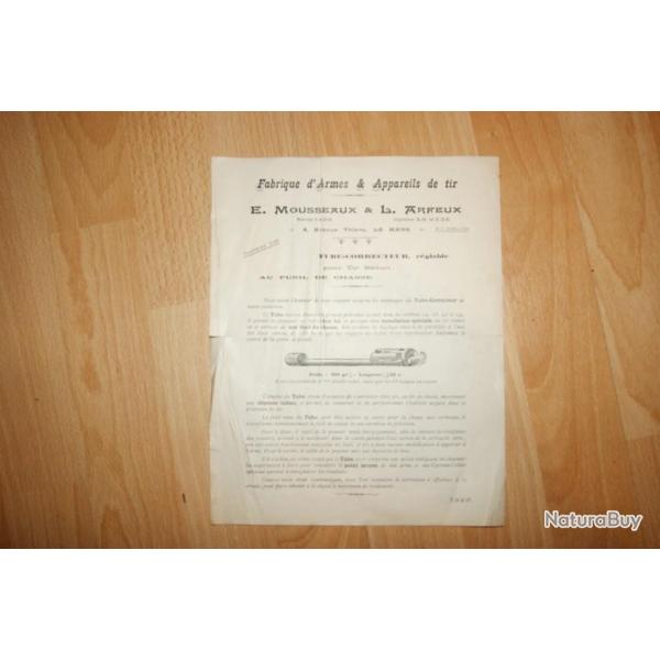 notice MOUSSEAUX et L. ARFEUX tube correcteur r�glable de fusils et ciblerie mobile (d8c3062)