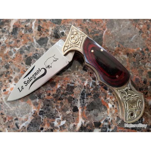 FORT ET BEAU COUTEAU DE CHASSE PLIANT ( LE SOLOGNOT ) .