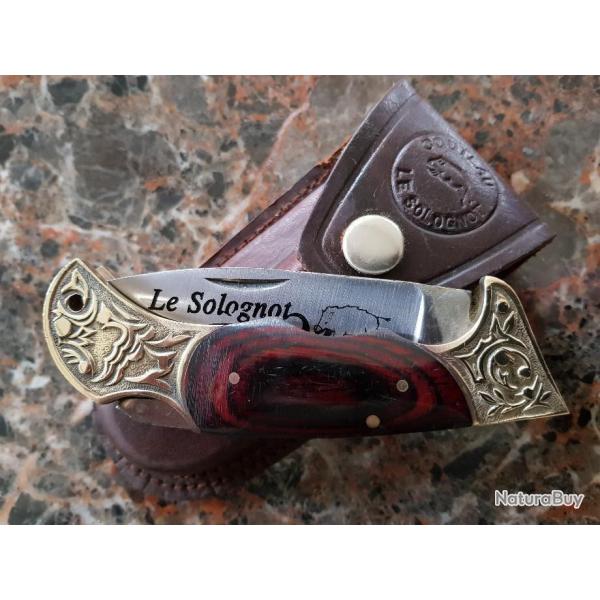FORT ET BEAU COUTEAU DE CHASSE PLIANT ( LE SOLOGNOT ) .