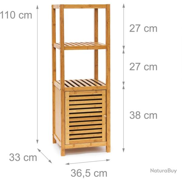 �tag�re pour salle de bain cuisine armoire bambou 4 �tages Plateaux Meuble rangement serviette 110