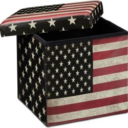Tabouret pliant coffre de rangement banc pliable 38 x 38 cm USA multicolore 3013093