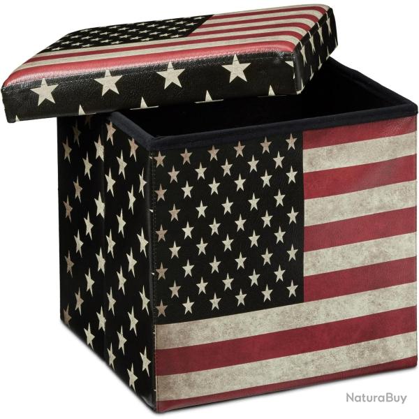 Tabouret pliant coffre de rangement banc pliable 38 x 38 cm USA multicolore 3013093