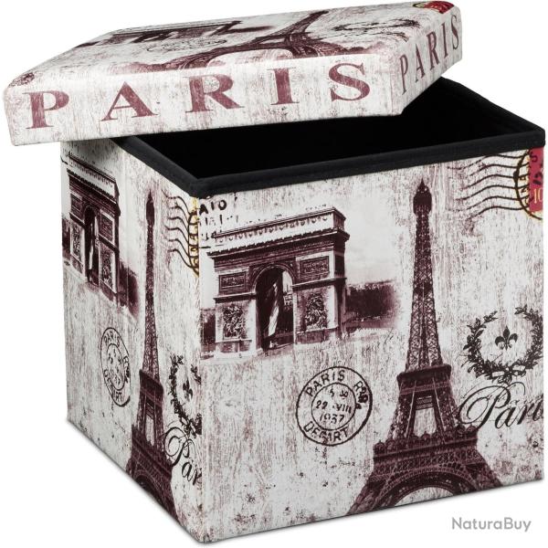 Tabouret pliant coffre de rangement banc pliable 38 x 38 cm multicolore 2013095