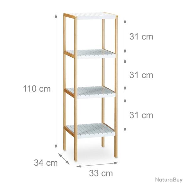 �tag�re en bambou avec 4 Niveaux pour la salle de bain 110 cm 3213052