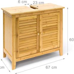 Meuble dessous de lavabo &eacute;vier bambou avec deux portes 3213061