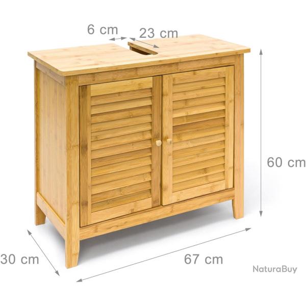 Meuble dessous de lavabo �vier bambou avec deux portes 3213061