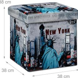 Tabouret pliant coffre de rangement banc pliable 38 x 38 cm New York 2013066
