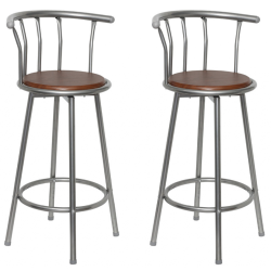 Lot de 2 tabourets de bar bois marron design moderne 1202010
