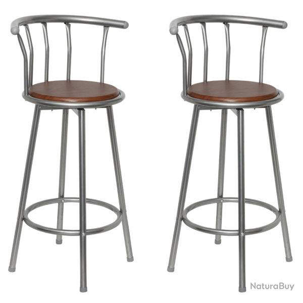 Lot de 2 tabourets de bar bois marron design moderne 1202010