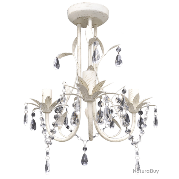 Lustre plafonnier suspendu lampe antique cristal 30 cm blanc 2402016