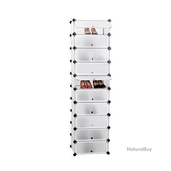 Armoire �tag�re rangement montage simple syst�me enfichable 10 compartiments blanc 2012057