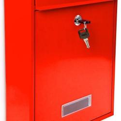 Boite aux lettres design contemporain murale rouge jardin ext&eacute;rieur 1013004