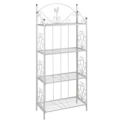 &Eacute;tag&egrave;re 4 niveaux acier blanc int&eacute;rieur ou ext&eacute;rieur pour plantes fleurs 2702002