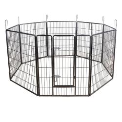 Parc enclos cage pour chiens chiots animaux de compagnie 163 x 163 cm gris 3712022