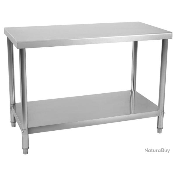 Table de travail professionnelle acier inox pieds ajustable 100 x 70 cm 3614081