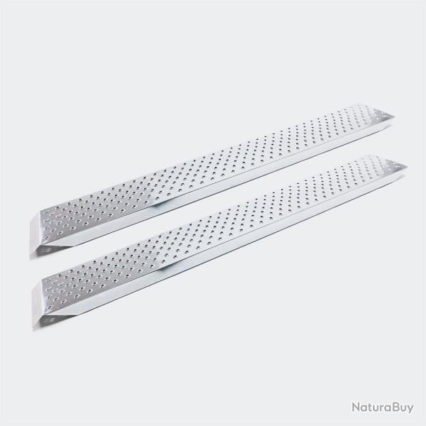 Lot de 2 rampes de chargement acier galvanis rail collision 160 x 22,5 cm jusqu'a 400 kg gris 3416