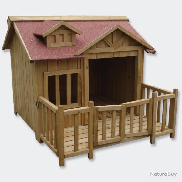 Niche � chien XL maison pour chien bois massif terrasse 3716051