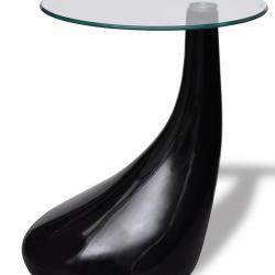 Table basse de salon salle &agrave; manger design noir verre diam&egrave;tre 42 cm 0902008