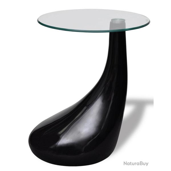 Table basse de salon salle � manger design noir verre diam�tre 42 cm 0902008