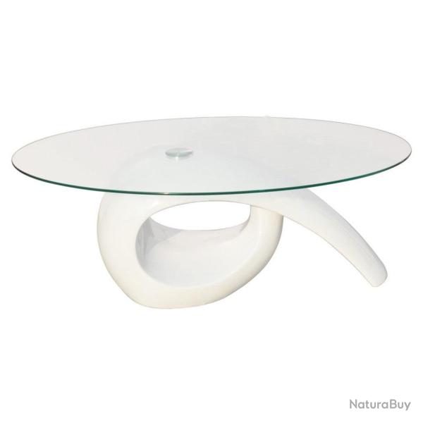 Table basse de salon salle � manger design blanche verre 115 x 64 cm 0902016